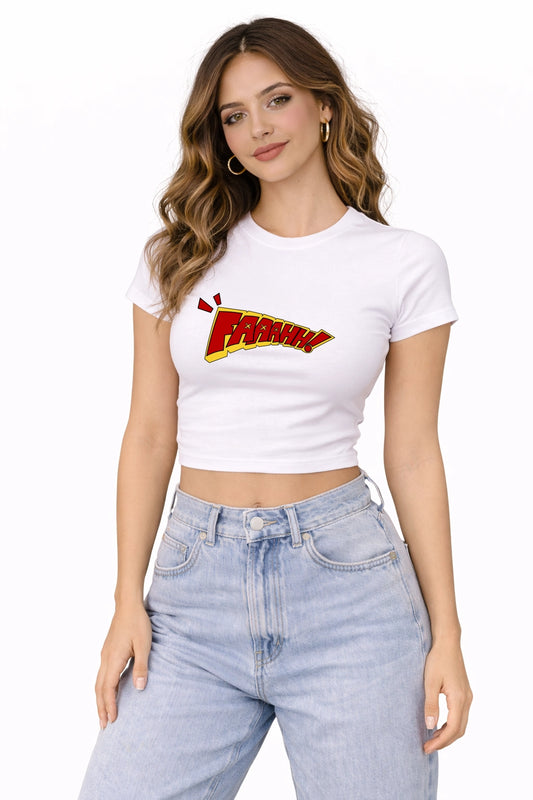 WHITE FAAHH! CROP TEE